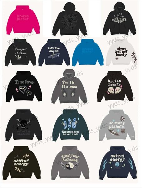 Erkek Hoodies Sweatshirt Kırık Planet Puff Baskı Hoodies Kadın En İyi Satıyor Büyük Boy Hoodie Street Giyim Pamuk Goth Sweatshirt Kadın Çiftler Y240113