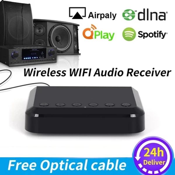 Radio WR320 Adaptador de música sem fio Airplay DLNA Multiroom WiFi Wireless Audio Receiver para alto -falantes HiFi tradicional Spotify