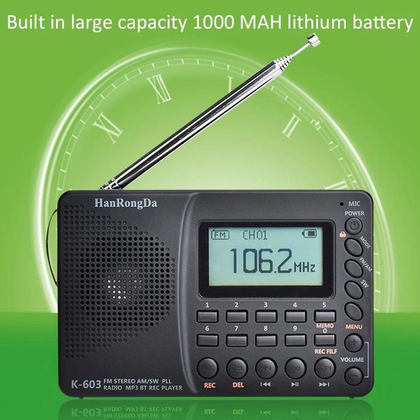Радио AM FM SW портативное многофункциональное карманное радио на солнечной энергии USB HiFi радио Bluetooth-совместимое для TF-карт