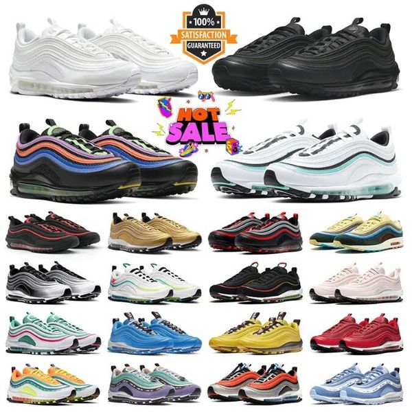 Air Homens Mulheres 97 Gosha Rubchinskiy Max Running Shoes Triplo Preto Branco Futura Halloween Light Blue Tenha um bom dia Silver Bullet Air Mens Trainer Sneaker