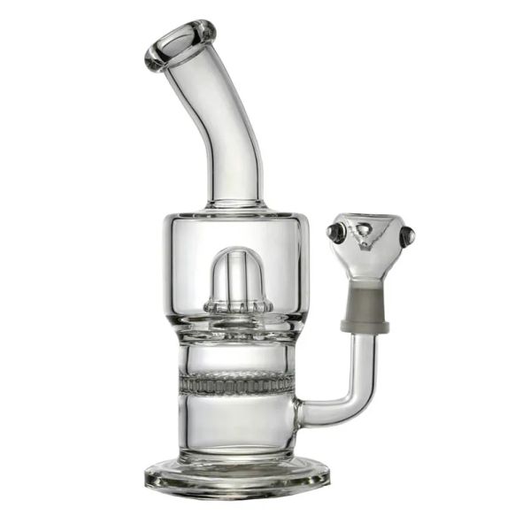 Glasbongs, Wasserpfeifen, Borosilikat, klarer gerader Zylinder mit Matrix, geschlitzt, Inline-Perc-Wasserpfeifen, Dab Rig LL