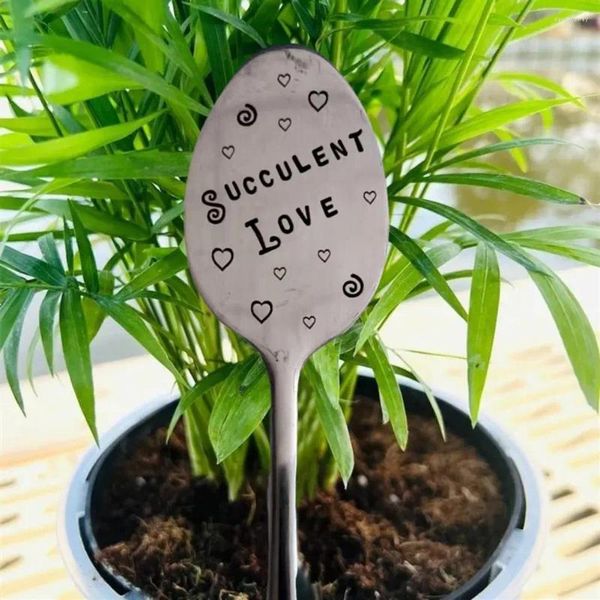 Marcador de decorações de jardim com slogans, formato de colher exclusivo, etiqueta de planta decorativa diy para decoração de amizade