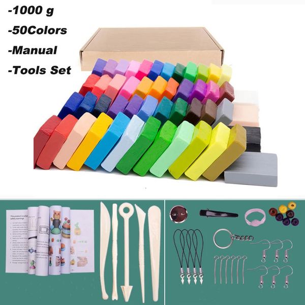 50 colori di argilla polimerica fai da te morbido stampaggio artigianale forno di cottura kit di colata a mano puzzle modellazione bambino handprint melma melma giocattoli 240112