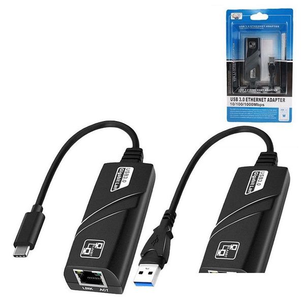 Netzwerkkabelanschlüsse USB 3.0 USB-C Typ C auf RJ45 100/1000 Gigabit LAN Ethernet-Adapter 100/1000 Mbit/s für / Win PC 243S mit Box Dro OT7XF