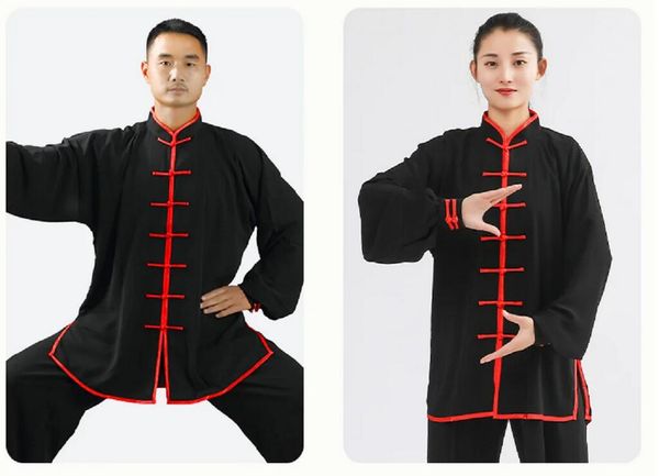 Venda quente chinês tradicional masculino feminino kung fu terno casual roupas esportivas ao ar livre tai chi artes marciais uniforme jaqueta calças conjuntos