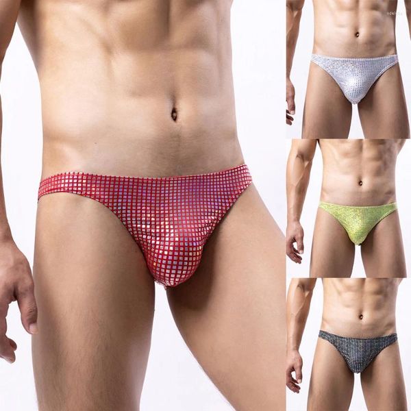 Mutande Paillettes Lucide Mutandine da uomo Tronchi Intimo uomo Slip Moda Sexy Custodia a U Traspirante Vita bassa Morbida