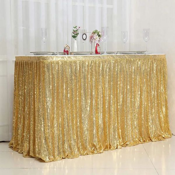 Saia de mesa retangular capa glitter lantejoulas para casamento natal aniversário festa acessórios decoração para casa 240112