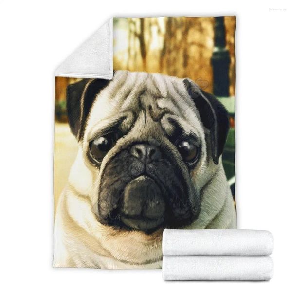 Cobertores Pug Face Cobertor de lã Engraçado Dog Gift IdeaImpresso Adultos/crianças Sherpa 02