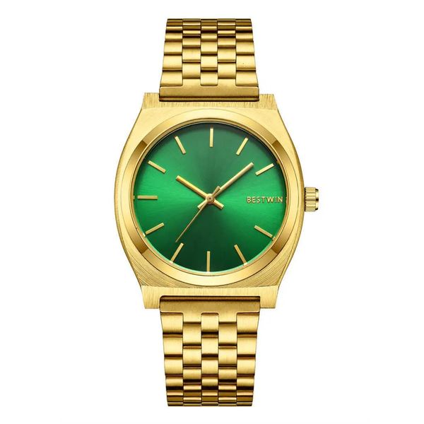 Orologio da uomo con cinturino in acciaio quadrante grande verde di lusso per uomo Orologio da donna impermeabile al quarzo moda Relogio Masculino Regalo di San Valentino 240112