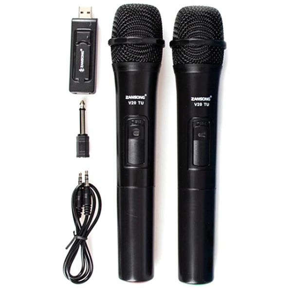 Mikrofonlar Zansong UHF USB 3.5mm Kablosuz Mikrofon Megafon El Mikrofonu Karaoke Konuşma Hoparlör V20