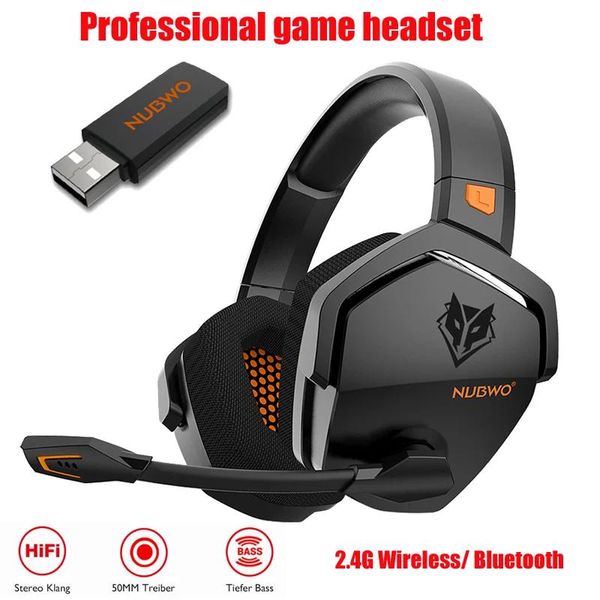 Auricolari 2.4G Cuffie da gioco Bluetooth senza fili Cuffie con riduzione del rumore con microfono Cuffie stereo a basso ritardo per PC Laptop Phone