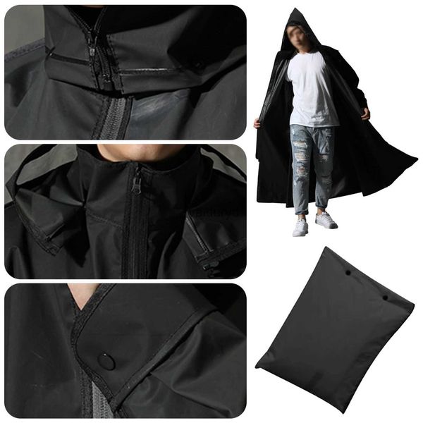 Impermeabili Abbigliamento antipioggia 2023 Moto impermeabile Donna/Uomo Cerniera Poncho con cappuccio Moto Abbigliamento antipioggia Stile lungo Escursionismo Pioggia ambientale et XL/XXLvaiduryd