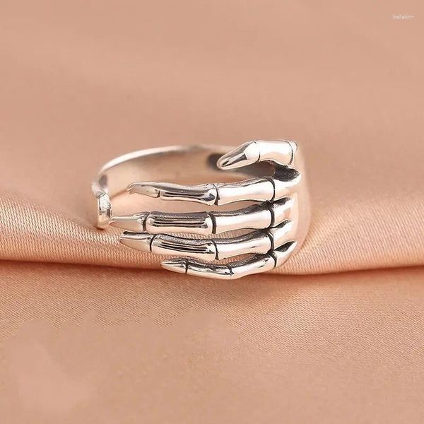 Cluster Ringe 925 Sterling Silber Skelett Hand offen für Frauen Party Luxus Designer Schmuck Weihnachten Accessoires