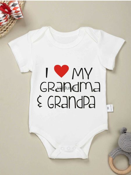 Strampler „I Love My Grandma Grandpa Prnit Cotton Baby Onesie Minimalist Letters Series Summer Comfy Y2K 0-24M Infant Jumpsuit Dropshipvaiduryb