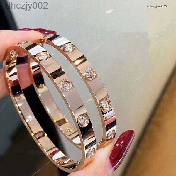 Designer de jóias pulseira mulher pulseiras de ouro 18k rosa prata titânio aço inoxidável diamante pulseiras prego para homens e mulheres17 18 19 21 20 22 tamanho YCOO