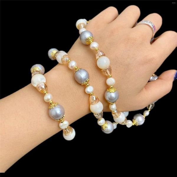 Halskette-Ohrringe-Set 2024 High-End-Licht-Luxus-Rein-Natur-Grau-Perlen-Kombination Exquisites edles Perlmutt-Armband