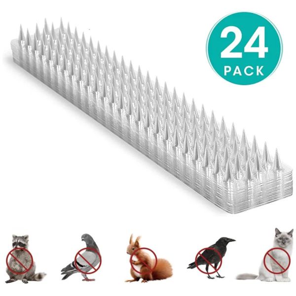 24 pacotes de tiras de picos de proteção de pássaros transparentes transparentes em PVC para uso interno mantêm o esquilo desligado 42 x 8 2 cm 240112