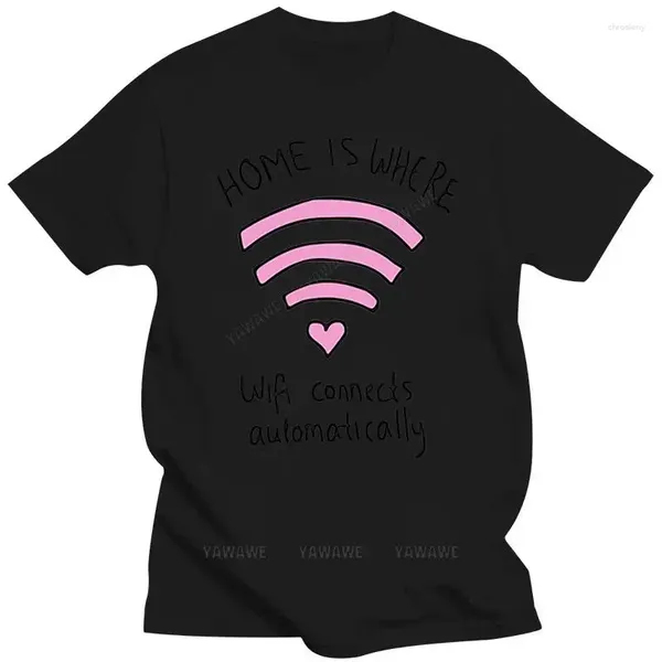 Canotte da uomo T-shirt da uomo-Logo Wifi Love-Home Is Where Connects Automatic-Fun T-shirt taglie forti MAN TEE-SHIRT TOP