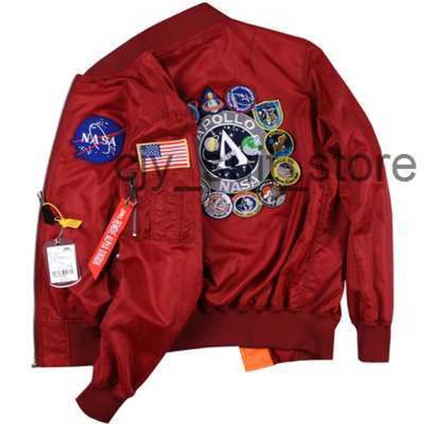 Куртки НАСА Осенняя куртка-пилот Пальто Черный Зеленый Бомбер Аполлон Мужские бейсбольные пальто с вышивкой НАСА на молнии Куртка-бомбер cp Мужские куртки 6 K2IN