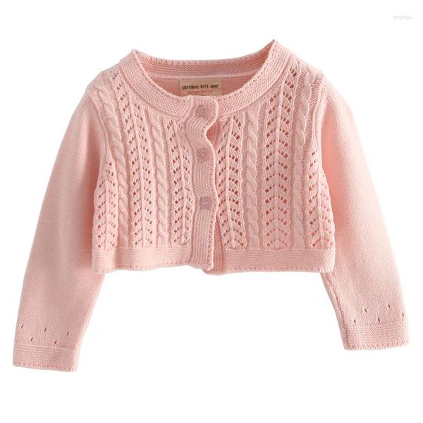 Jacken 1-6 Jahre Knopfjacke Kindermantel Strickjacke Weiß Rosa Baumwolle Mädchen 1 2 3 4 5 6 Jahre alte Kinderkleidung OGC225111