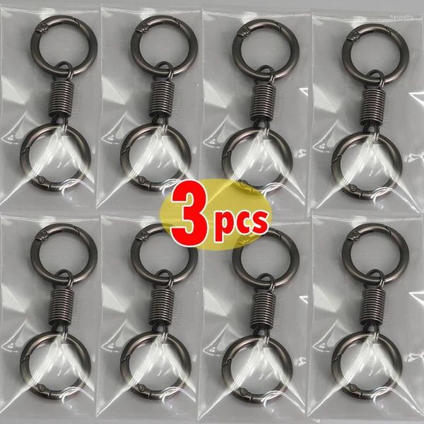 Anahtarlık 1/3pcs Yuvarlak Geri Çekilebilir Yay Ana Zinciri Metal Halka Toka Toka Karabin Key Zincir Bel Kuşak Klipsi Parlak Keyasyon Kancası