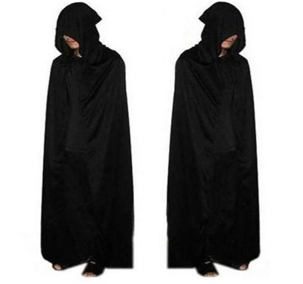 Sm unissex crianças capa com capuz traje de halloween cavaleiro manto preto homem feminino comprimento total com capuz capa casacos vampiro9655118