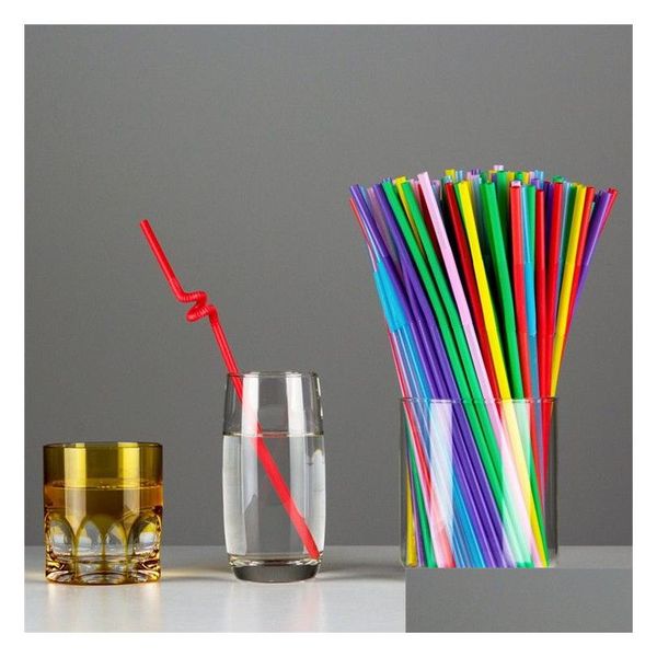 Одноразовые трубочки для стаканчиков 3600 шт. Пластиковые трубочки для питья St 6X260 мм Экспорт в Японию Выдвижные гибкие трубочки для напитков Sts Цветные Ems Прямая доставка H Dhxg1