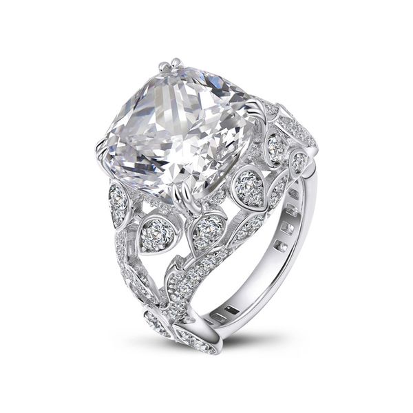 Anel de diamante grande de 11 quilates, luxuoso anel de moissanite, anéis de noivado para mulheres, anel de compromisso, alianças de casamento, prata esterlina banhada a ouro branco, cor D 11 quilates VVS1