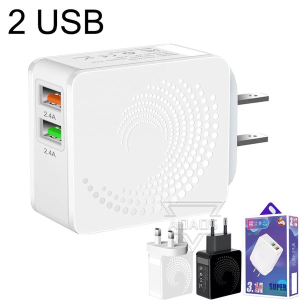 Dual-USB-Wandadapter, ABS-Material, Handy-Ladegeräte, EU, USA, Großbritannien, geeignet für iPhone, Samsung, Smartphone