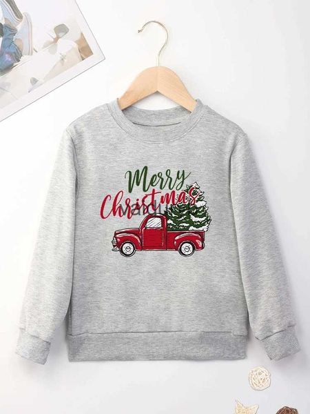 Conjuntos de roupas caminhão e árvore de natal impressão crianças moletom cinza moda tendência menino menina roupas estéticas harajuku inverno ldren hoodiesvaiduryb