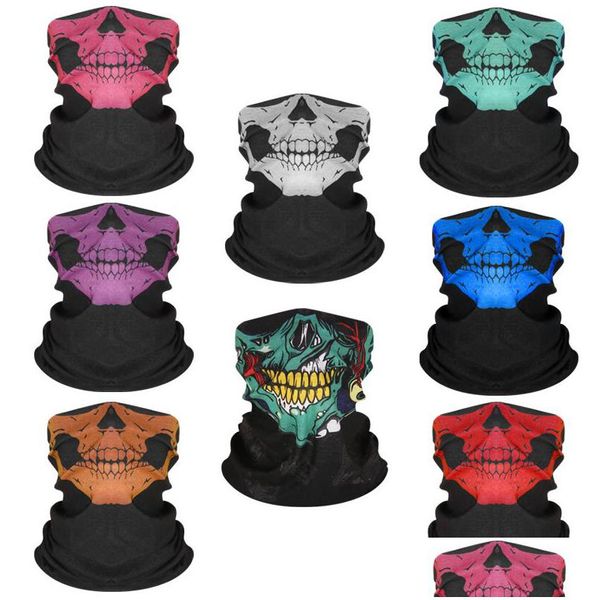 Partymasken SKL Magische Maske Halloween Cosplay Fahrrad Ski SKLs Halbgesichtsmasken Geist Schal Bandana Halswärmer Drop Lieferung Home Garde Dhmbn