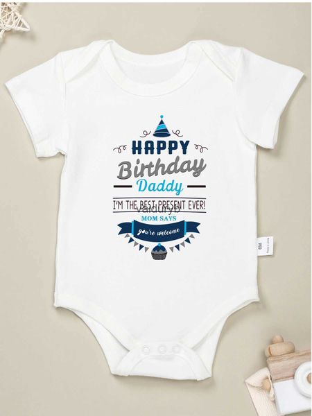 Strampler Alles Gute zum Geburtstag, Papa! Drucken Baby Onesie Y2K Stil Kurzarm Bequem Sommer Neue O Hals Hohe Qualität Heißer 0-24m Neugeborenen bodyvaiduryb