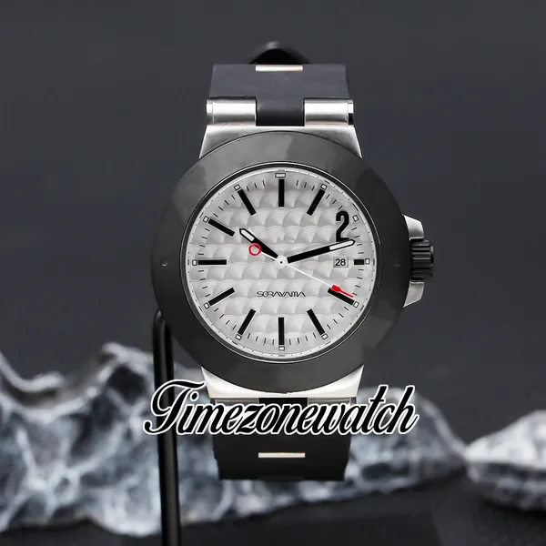 Новые 44 мм алюминиевые 103382 Автоматические мужские часы с маркерами Белый текстурированный циферблат Черный ободок Стальной корпус Резиновый ремешок Мужские часы Timezonewatch DHTM Z15b