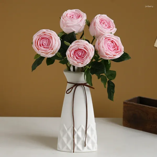 Fiori decorativi 4pz Idratante Rosa Artificiale Vero Tocco Lattice Decor Matrimonio Bouquet da sposa Festa Casa Floreale Commercio all'ingrosso