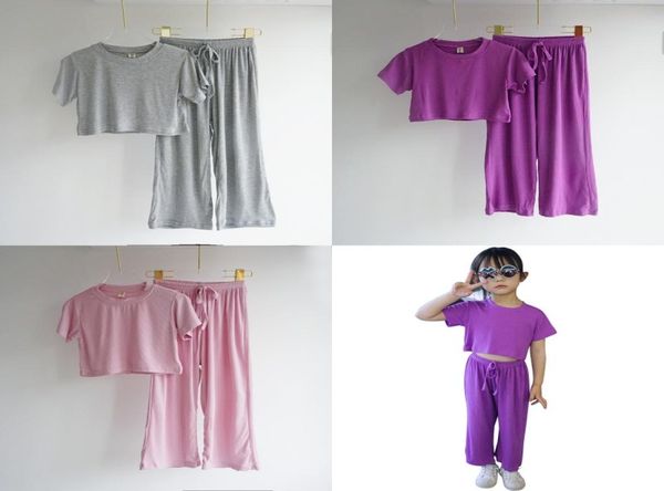 INS Estate Nuovo Arrivo Ragazze Moda 2 Pezzi Vestito Toppants Bianco Cotone Qualità Bambini Set Cinghie Pantaloni Vestiti per ragazze 537 K26055616