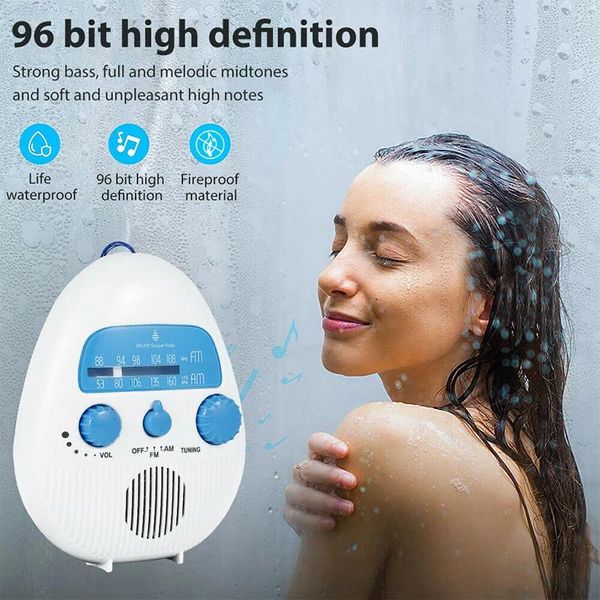 Портативное водонепроницаемое радио для душа, подвесное музыкальное радио для ванной комнаты, многодиапазонный динамик FM/AM, мощные колонки с радиоуправлением