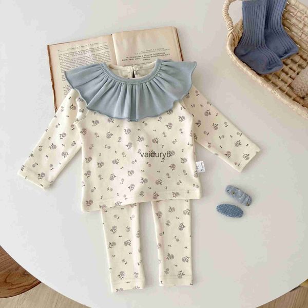 Pigiama Neonata Ragazzo Vestiti Set Stampa floreale Top + Pant + Bavaglino 3 pezzi Infantile Pigiama Pigiama ld Indumenti da notte Bambini Tuta 6M-5Yvaiduryb