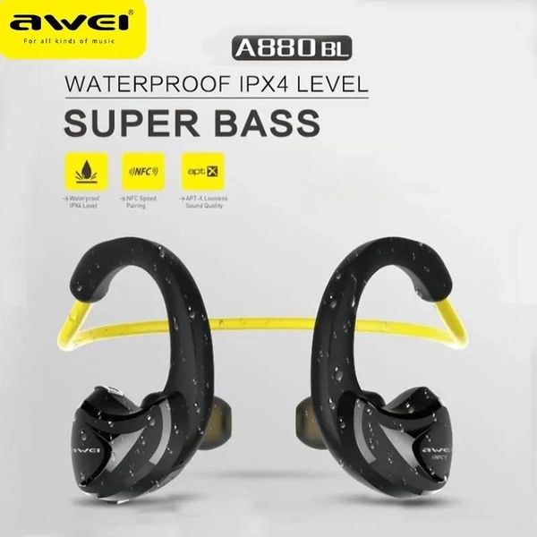 Наушники Awei A880BL Беспроводная Bluetooth-гарнитура Игровые наушники с шейным ремешком Спортивные наушники с открытым ухом Заушный крючок для езды на велосипеде Бег с NFC