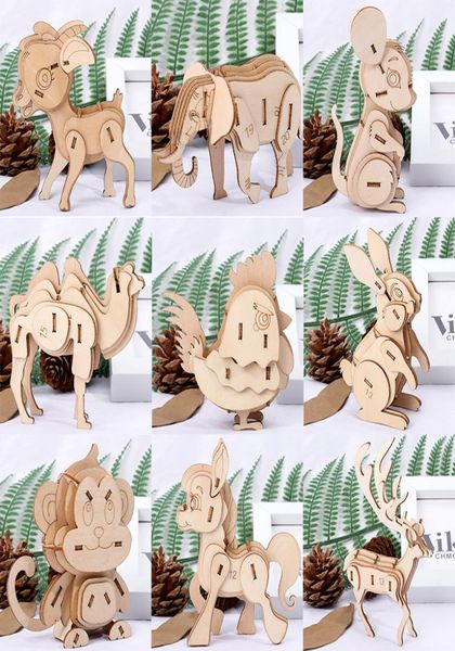 Taglio laser Puzzle 3D in legno Modello animale carino Giocattoli Assemblaggio Decorazione scrivania in legno per bambini Regalo per bambini PT0181796743