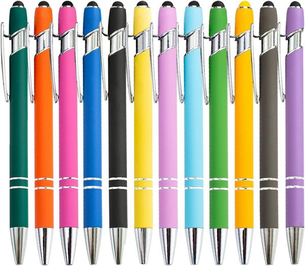 Kugelschreiber mit Stylus-Spitze, Touch-Kugelschreiber, Soft-Touch-Click-Metallstift, 1,0 mm, mittlere Spitze, schwarze Tinte im Großhandel