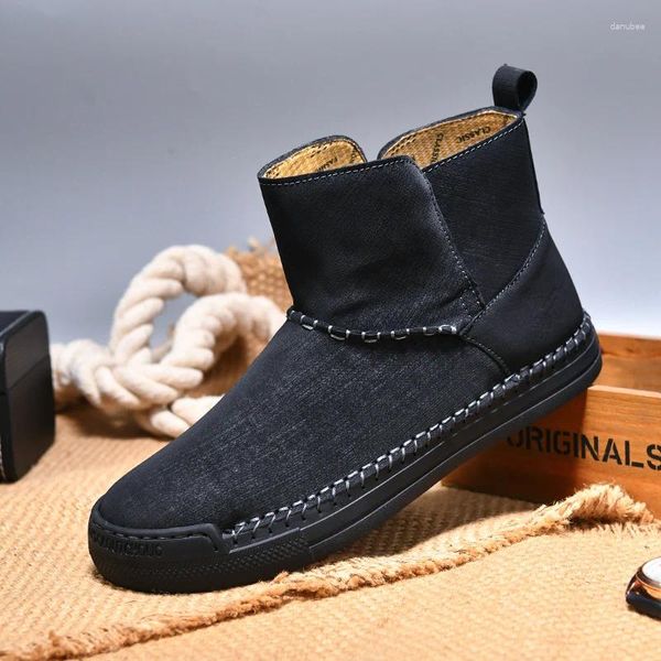 Botas masculinas de couro à prova d'água tornozelo casual negócios trabalho diário sapatos para homens