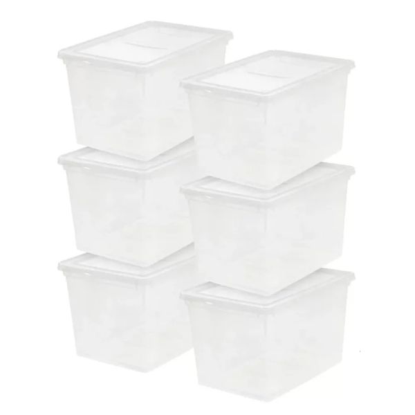 Mainstays 68 Quart Jumbo İstiflenebilir Plastik Dolap Depolama Organizatör Kutusu Açık Set 6 240112