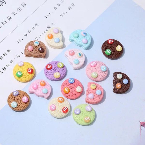 Estatuetas decorativas 100 peças kawaii desenho animado chocolate biscoito base plana resina adorável diy cabochões scrapbook artesanato decoração acessórios para casa de bonecas