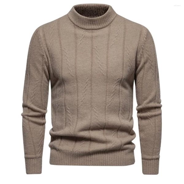 Maglioni da uomo 2024 Autunno/Inverno maglione a collo alto mezzo allentato alla moda sottofondo casual tinta unita Top lavorato a maglia