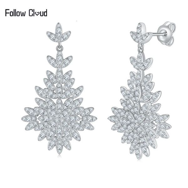 Folgen Sie Cloud Leafshape Ohrstecker 925 Sterling Silber Schmuck 162 Karat Diamant Ohr für Frauen Hochzeitsgeschenk 240112