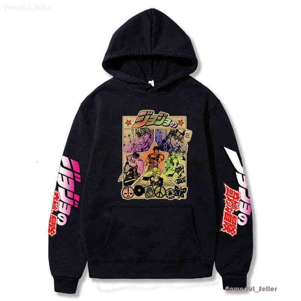 Harajuku jojo tuhaf macera kapüşonlu Japon anime erkek/kadın uzun kollu sweatshirt üstleri karikatür hip hop eski kıyafetler 2024 Salı Ess 8322