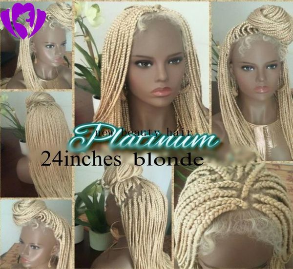 Top Bionde Trecce Parrucche con i capelli del bambino Intrecciare i capelli Parrucche anteriori in pizzo sintetico intrecciato resistente al calore senza colla per il nero Afric2554413