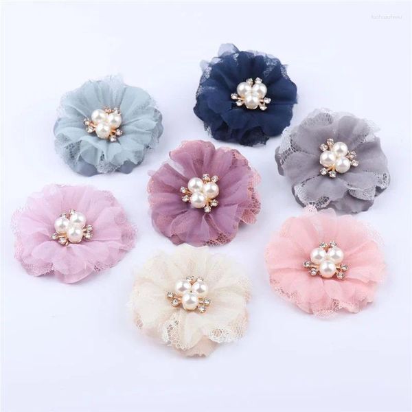 Accesorios para el cabello 50 unids/lote 6 cm Flor de tela artificial para adornos nupciales de boda DIY artesanía zapatos bolsa suministros de ropa