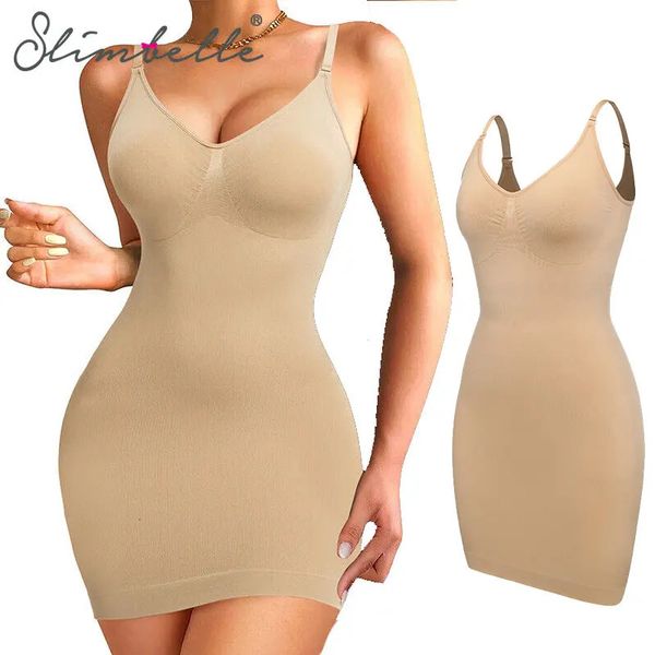 Full Slips Body Shaper Damen Bodysuits Shapewear Bauch Shaper Bauch Schlanker Feste Kontrolle Mantel Taille Trainer Camisole Kleid 240113