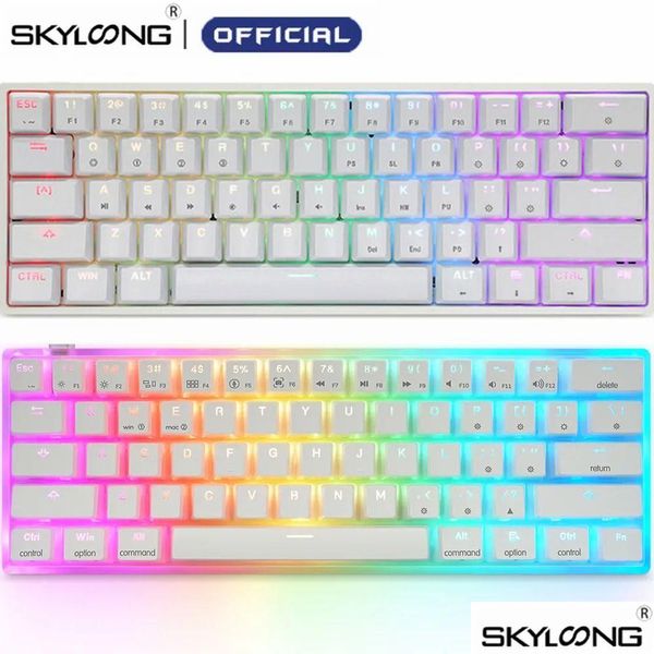 Tastaturen Skyloong GK61 61 Tasten Gaming Mechanische Tastatur USB Wired RGB Hintergrundbeleuchtung Gamer für Desktop Tablet Laptop Sk61 231117 Drop Deli Otl0A